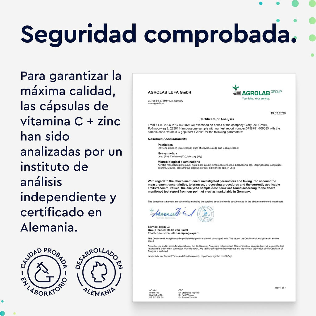 Vitamina C + Zinc - 365 Cápsulas - 1000Mg Vitamina C + 20Mg Zinc - Apoya El Sistema Inmunológico Y Reduce La Fatiga - Con Protección Gástrica Y Ph Neutro -100% Vegano