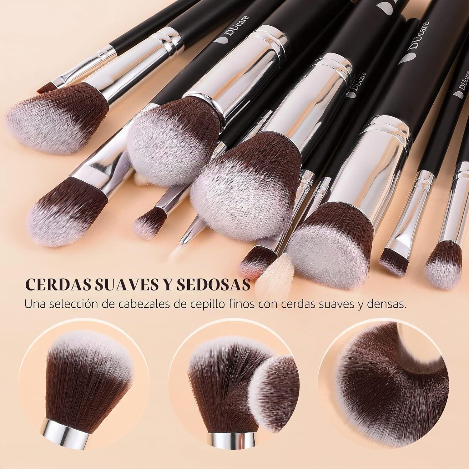 Ducare Set De Brochas De Maquillaje 15 Pcs Con Bolsa Brochas De Maquillaje | Brochas Maquillajes Profesionals Mango De Madera,Brocha Contorno De Ojos Y Rubor,Regalo Para San Valentín,Navidad Y Año Nuevo