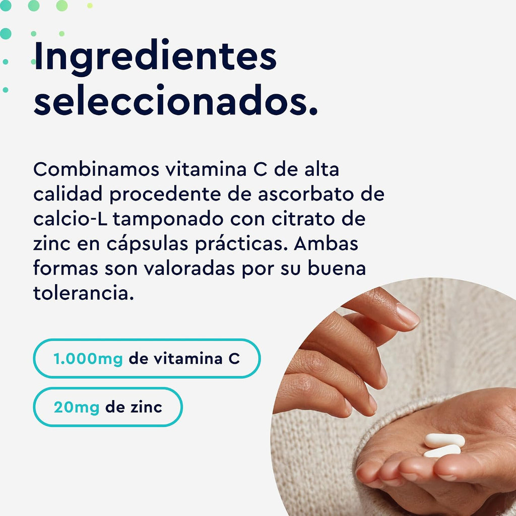 Vitamina C + Zinc - 365 Cápsulas - 1000Mg Vitamina C + 20Mg Zinc - Apoya El Sistema Inmunológico Y Reduce La Fatiga - Con Protección Gástrica Y Ph Neutro -100% Vegano