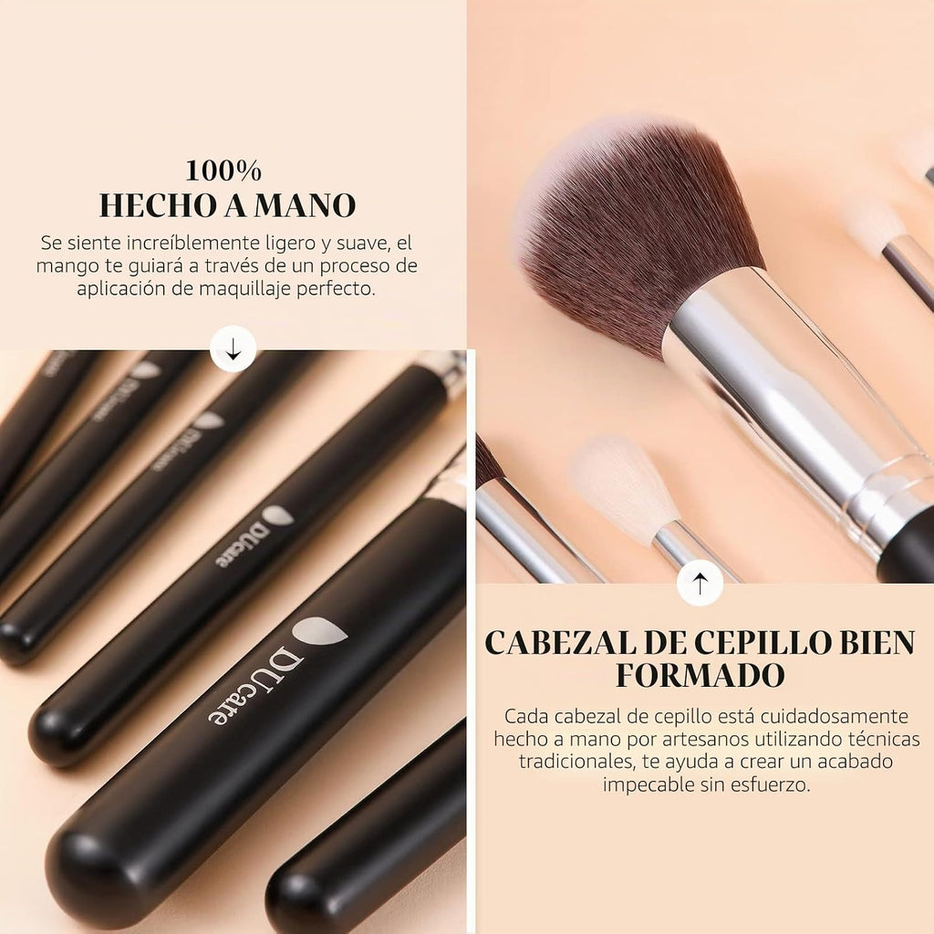 Ducare Set De Brochas De Maquillaje 15 Pcs Con Bolsa Brochas De Maquillaje | Brochas Maquillajes Profesionals Mango De Madera,Brocha Contorno De Ojos Y Rubor,Regalo Para San Valentín,Navidad Y Año Nuevo