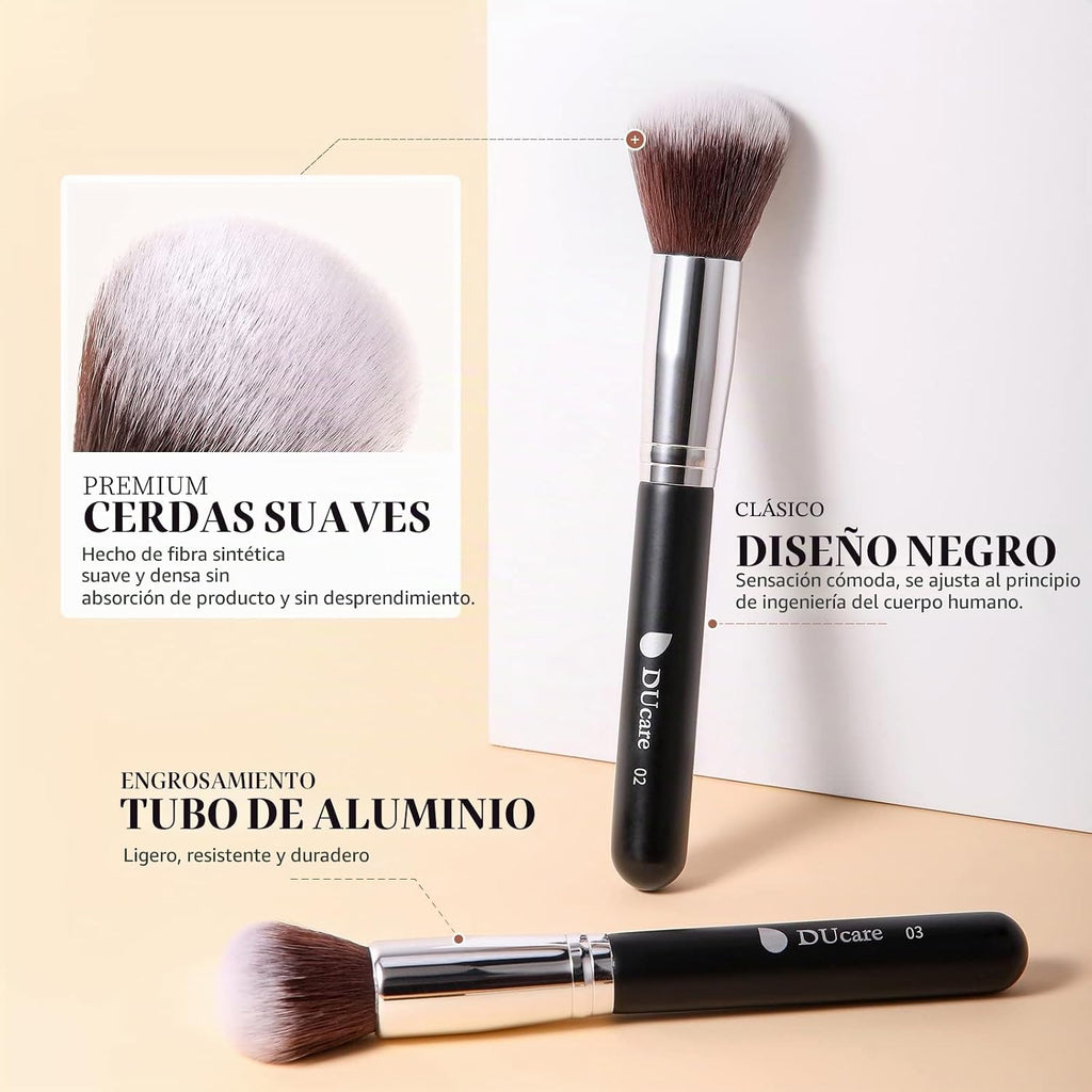 Ducare Set De Brochas De Maquillaje 15 Pcs Con Bolsa Brochas De Maquillaje | Brochas Maquillajes Profesionals Mango De Madera,Brocha Contorno De Ojos Y Rubor,Regalo Para San Valentín,Navidad Y Año Nuevo