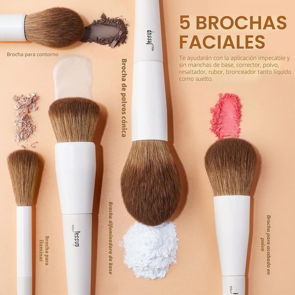 Jessup Brochas De Maquillaje,14 Piezas Set De Brochas De Maquillaje Veganas,Base En Polvo Sombra De Ojos Mezcla Corrector Juego De Brochas Para Pliegues Pinceles Para Delineador De Cejas,T329